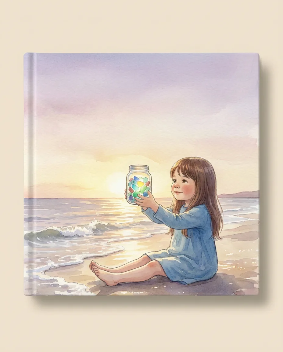 A hardback picture book, printed and photographed face up.